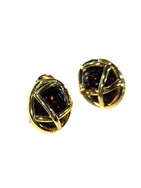 Joan Rivers Gold-Tone Clip-On Earrings Interchangeable Faceted Gemstone Inserts
